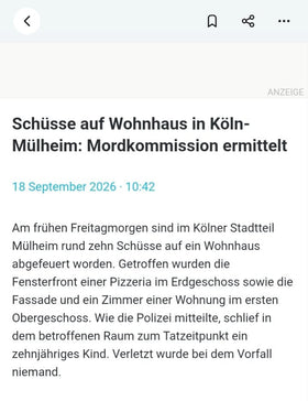 Schüsse auf Pizzeria und Wohnung in Köln-Mülheim: Zehnjähriges Kind schlief im getroffenen Zimmer
