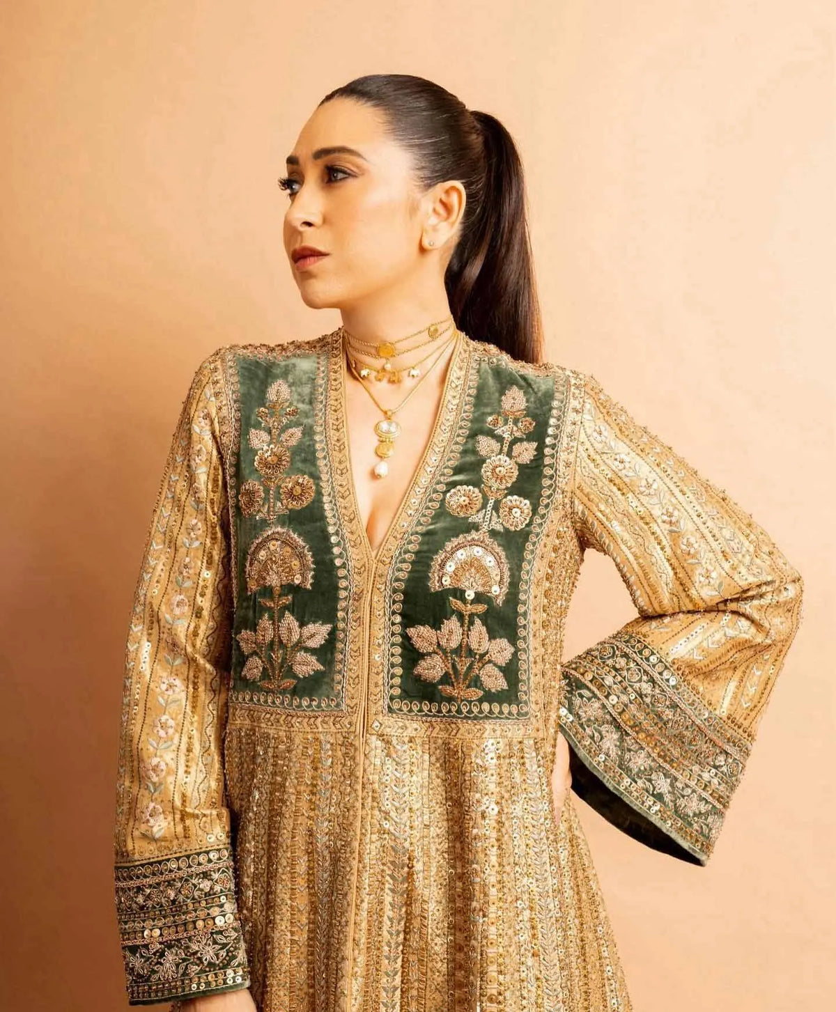 Karisma Kapoor gold ensemble Aikeyah 2026
