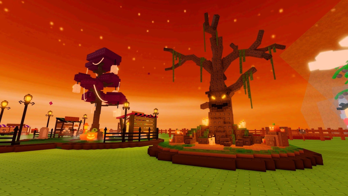 Grow a Garden Ghoul Garden Halloween area with spooky tree and pumpkin decorations
