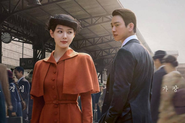 Kim You-jung and Park Jin-young in a period train station scene for 100 Days of Deception