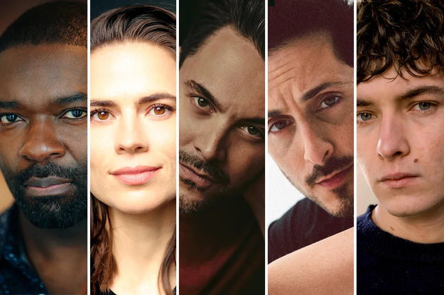 Treasure Island 2026 cast portraits featuring Tom Sweet as Jim Hawkins, Hayley Atwell, David Oyelowo and Jack Huston