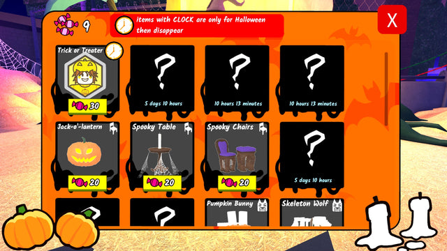 Roblox Halloween shop interface from a previous event, used as historical context for The Hollow item-launcher guide