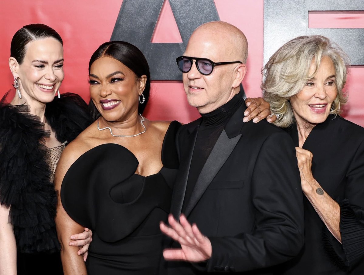 Ryan Murphy with Sarah Paulson Angela Bassett Jessica Lange at American Horror Story Season 13 premiere
