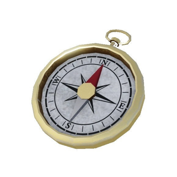 Gold-rimmed compass utility from Roblox Evade, shown as a reference to equipment cosmetics