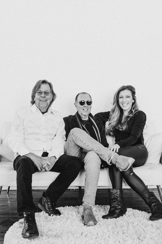 David Surkamp with Pavlov’s Dog musicians in a black-and-white promotional photograph