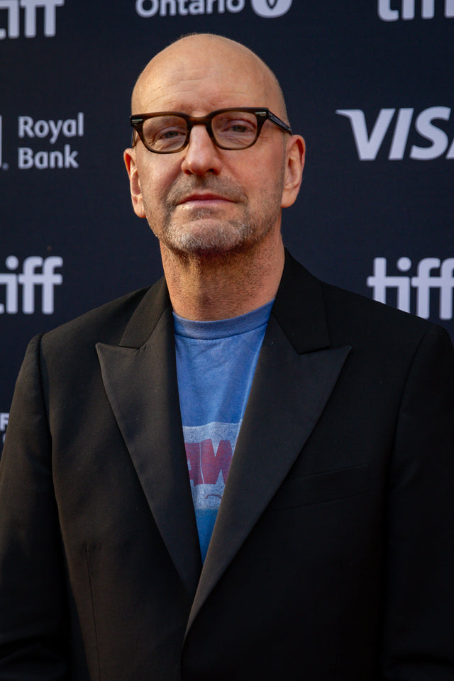 Steven Soderbergh at a film festival, the director helping complete principal photography on The Batman Part II