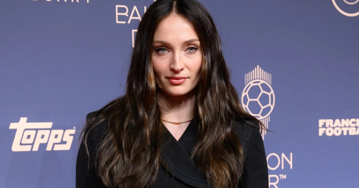 Sophie Turner in Louis Vuitton suit at Ballon d'Or 2026