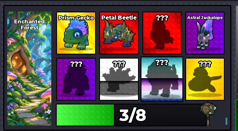 Steal An Egg Enchanted Forest pet Index with hidden pets