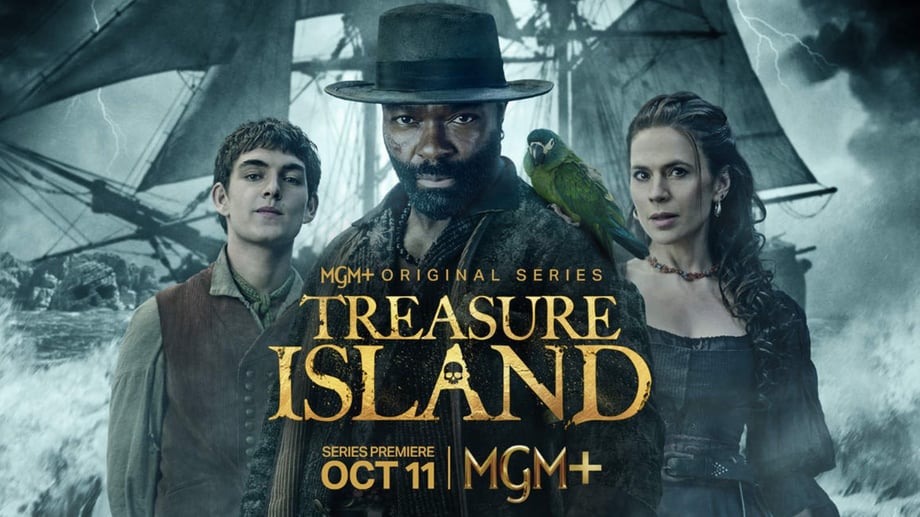 Treasure Island 2026 promotional artwork featuring David Oyelowo and Hayley Atwell